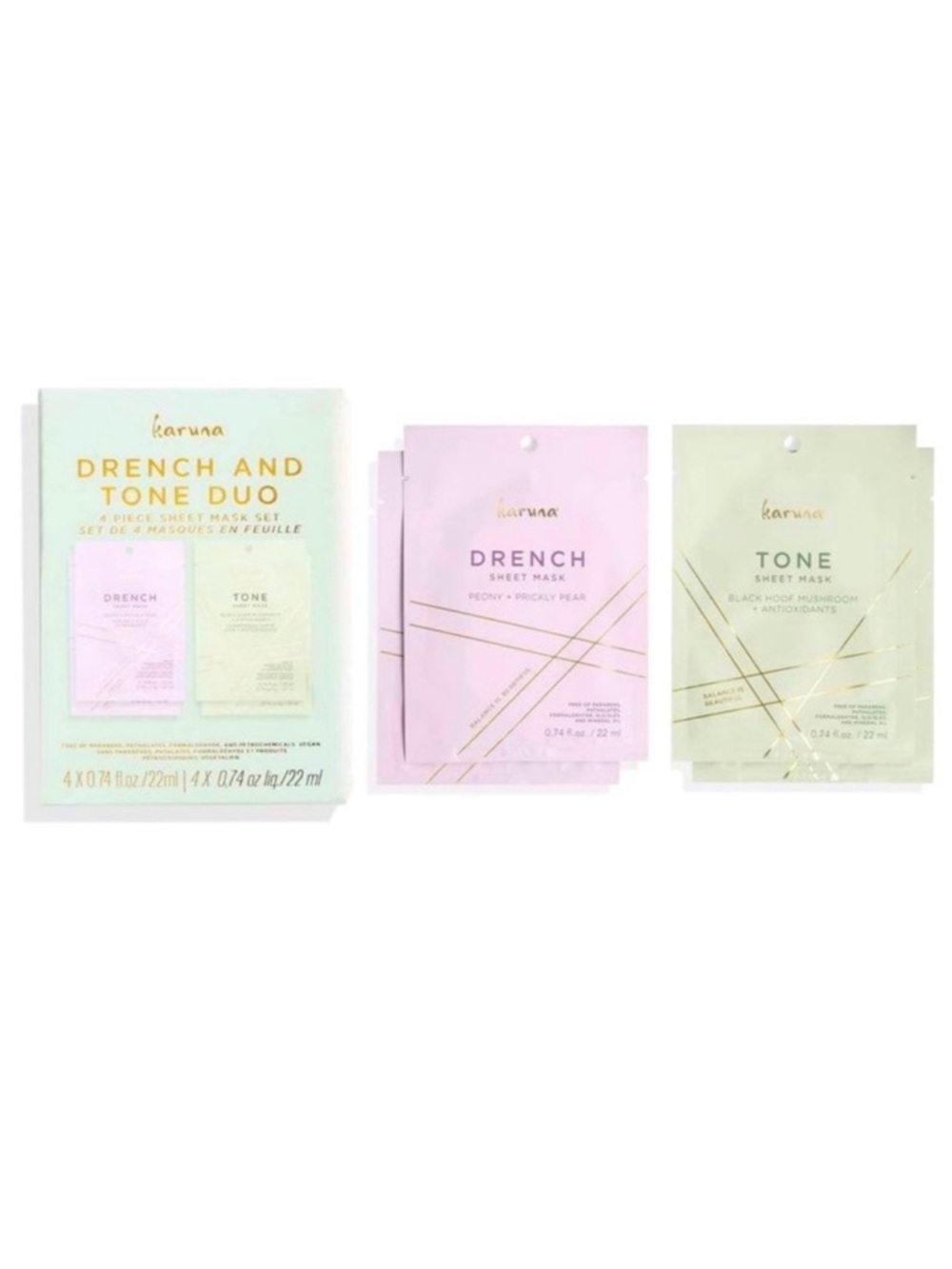 Karuna Drench and Tone Sheet Mask Duo NWT